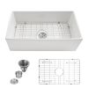 Lordear 30 Inch Farmhouse Sink White Single Bowl Kitchen Sink Apron Front Ceramic Sink